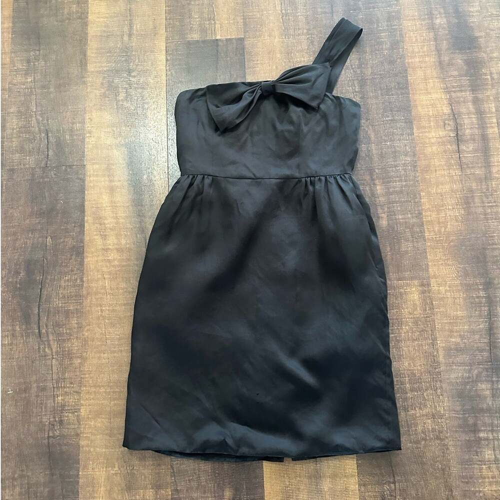 J.Crew Black One Shoulder Bow Cocktail Dress Size 8